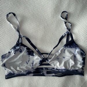 Blue Life Blue and White Tie-Dye Bikini Top